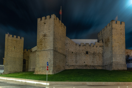 LOULE, PORTUGAL - CIRCA MAY 2018: Medieval castle of Loule in Algarve, Portugal. At night.のeditorial素材