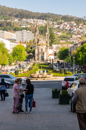 GUIMARAES, PORTUGAL - CIRCA APRIL 2018: Church of Nossa Senhora da Oliveira in Guimaraes. The city was settled in the 9th century at which time it was called Vimaranesのeditorial素材