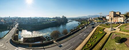 BARCELOS, PORTUGAL - CIRCA JAUARY 2019: View from the Barcelos city with Cavado river in Portugal....