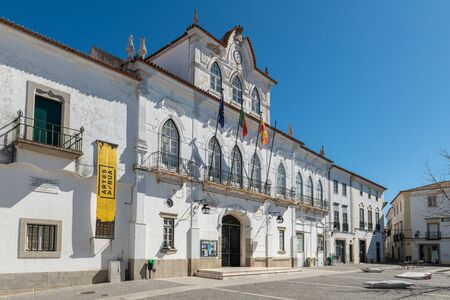 EVORA, PORTUGAL - CIRCA MARCH 2019: View at the Town hall of Evora in Portugal. Evora is a pleasant medium-sized city and has numerous monuments.のeditorial素材