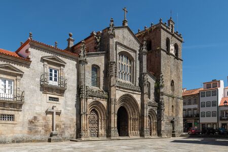 LAMEGO, PORTUGAL - CIRCA MAY 2019: View of the Se the Lamego, one of the oldest churches in...