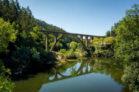 Old railway bridge in PoÃ§o Santiago, Sever Do Vouga, Aveiro - Portugal.の写真素材