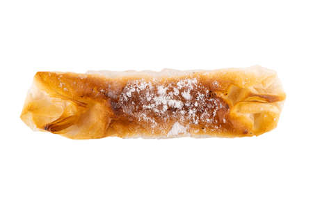 Delicious pastel de Vouzela on white background.