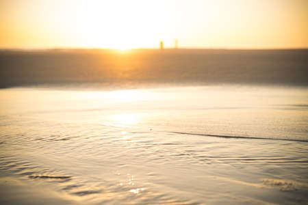 Landscape with sea sunset on beach.
