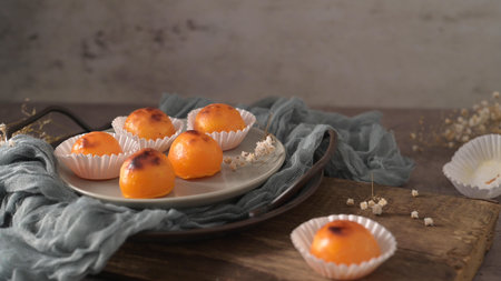 Traditional Portuguese conventual sweet called Castanha De Ovo from Alcobaca, Portugal.の写真素材