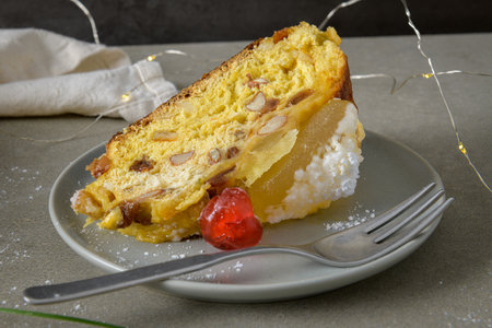 Bolo do Rei or King's Cake, Made for Christmas, Carnavale or Mardi Gras on kitcthen countertop.