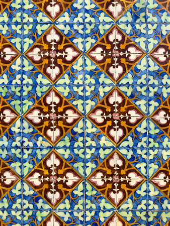 Old Traditional Portuguese azulejos, painted ceramic tilework.の写真素材
