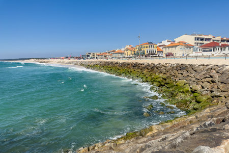 OVAR, PORTUGAL - 15 JUNE 2023: Furadouro beach in Ovar. In recent years it has lost almost all of the beach sand it had.のeditorial素材