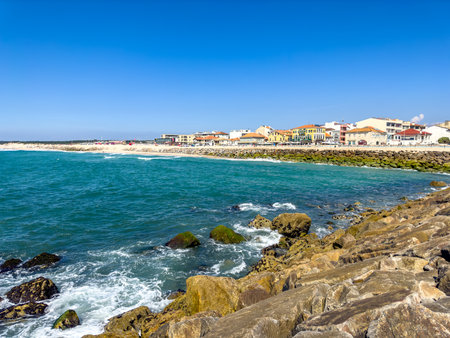 OVAR, PORTUGAL - 15 JUNE 2023: Furadouro beach in Ovar. In recent years it has lost almost all of the beach sand it had.のeditorial素材