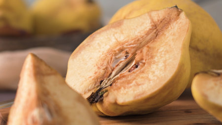 Marmalade in a ceramic bowl on table top.の写真素材