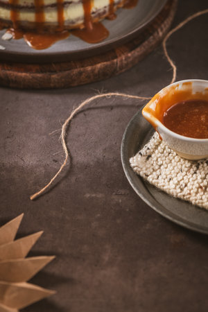 Detail of small mug with salted caramel.の写真素材