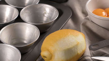 Egg tarts, traditional Portuguese dessert, pastel de nata, custard tarts home production...