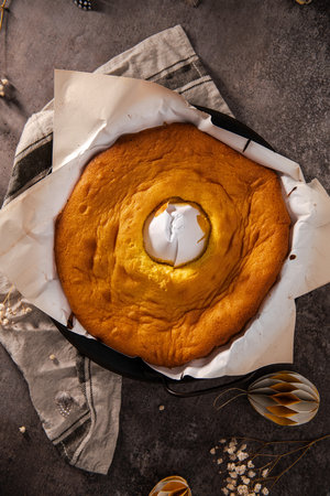 Portuguese sponge cake wrapped in the typical paper used on the baking.