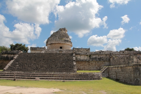 The monument Caracol at Chichen Itza on the Yucatan Peninsula, Mexicoの写真素材