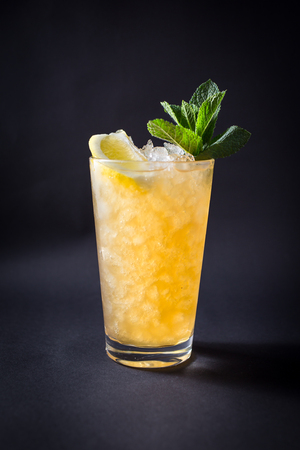 Fresh alcohol coctail drink on black backgroundの写真素材