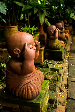 Chiang Mai Thailand, August,29-2015: group of children clay staue in symbolic acting on  buddhism belief.のeditorial素材