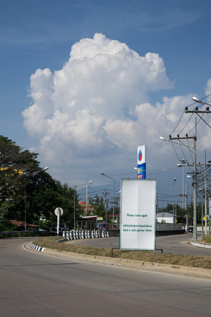 ChiangMai, Thailand, November 07-2015: the advertising sign is set up in the middle of the road to bonvoyage the visitors.のeditorial素材