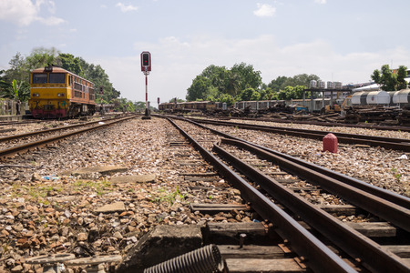 The trains are parked at the railway station for waiting passengers. February, 21-2016 Hadyai...