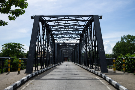 Iron Bridge, one of the symbolics of Chiang Mai city located above Mae Ping river. June, 22-2016  Chiang Mai, Thailand.のeditorial素材