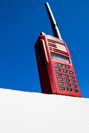 Walky-talky stand alone upon the wall.の写真素材