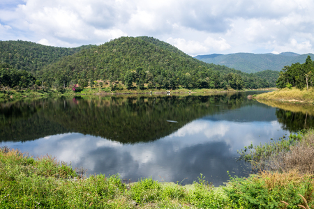 ChiangMai, Thailand. December, 03-2016: The available quantity of water has been reserved at the irrigation dam as the reasons of needing for agricultural purposes in remote districts.の写真素材