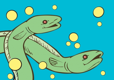 Congers between bubblesのイラスト素材