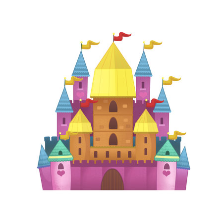 cartoon beautiful and colorful medieval castle isolated illustration for kidsの写真素材