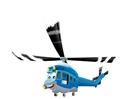cartoon happy helicopter machine on white background - illustration for kidsの写真素材