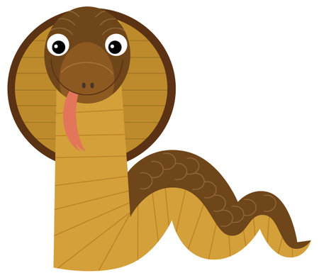 cartoon asian scene with snake cobra animal isolated illustration for kidsの写真素材