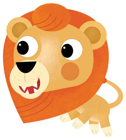 cartoon scene with happy cat lion isolated safari illustration for childrenの写真素材
