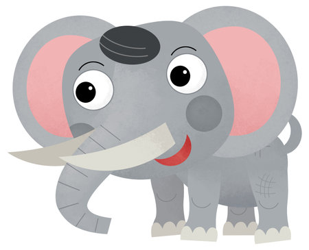 Cartoon wild animal happy young elephant isolated illustration for childrenの写真素材