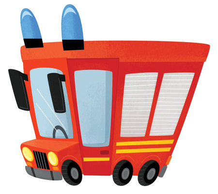 cartoon scene with firetruck car heavy duty truck isolated illustration for children