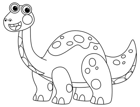 cartoon scene with character sketchbook sketch drawing manual work with color pencils animal dinosaurus dino brontosaurus diplodocus illustration for children cutoutの写真素材