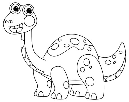 cartoon scene with character sketchbook sketch drawing manual work with color pencils animal dinosaurus dino brontosaurus diplodocus illustration for children cutoutの写真素材