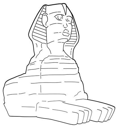 cartoon scene with egyptian sphinx as colorin page or workbook task page illustration for kidsの写真素材