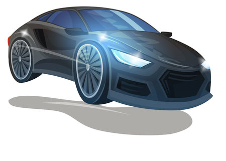 Cartoon street racing car vehicle on white background illustration for kidsの写真素材