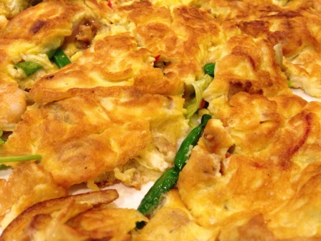 Fu Yong Egg a Chinese dish. Eggs fried together with vegetables. 