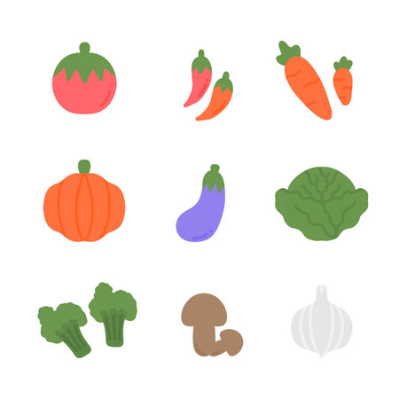 Variety of vegetables in markets and supermarkets with pastel colors.の写真素材