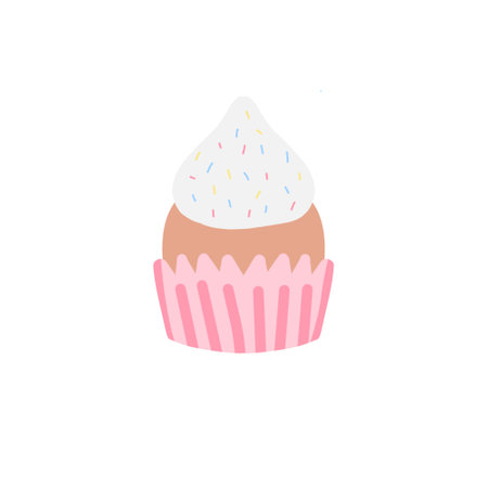 Soft cupcake decorated with cream and rainbow chocの写真素材