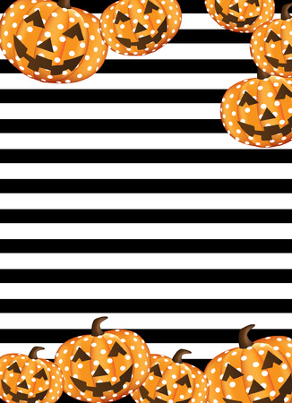 Pumpkin on black line  background.Halloween style background design template .のイラスト素材