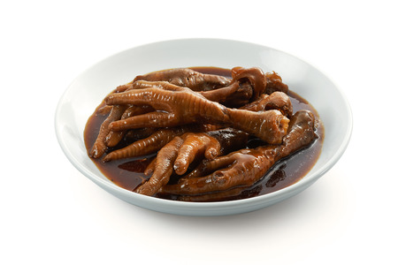 Chicken finger cook in black sauce with clean backgroundの写真素材
