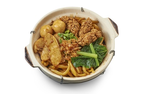 Clay Pot Chinese Noodle with Cooked Ingredientsの写真素材