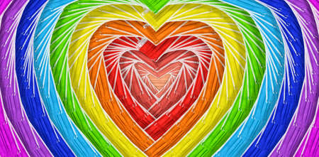 Background Of Are Plane Of Color Mask To Make Rainbow Color Heart Patternの写真素材