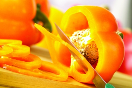 Sliced Yellow Peppersの写真素材