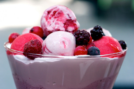 Close-up image of melted strawberry ice cream