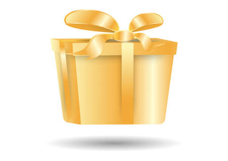 Gift box vector icon set Presentation line symbol isolated on gold color  for birthday, Christmas, simple design.のイラスト素材