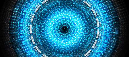 Technology background, color and waves of the future line and text.