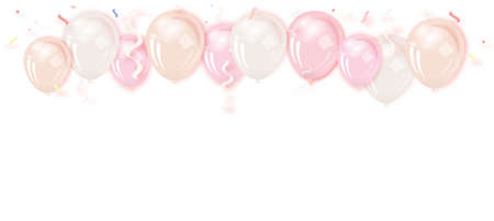 birthday photo frame with gold, black and white balloons and gold ribbons. Transparent background.のイラスト素材