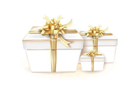 Christmas and New Year's Day gold gift box white background. Vector illustrationのイラスト素材