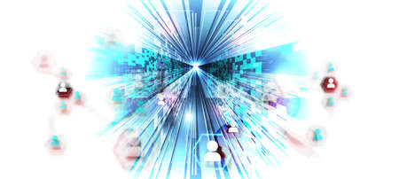 Technology background, color and waves of the future line and text.のイラスト素材